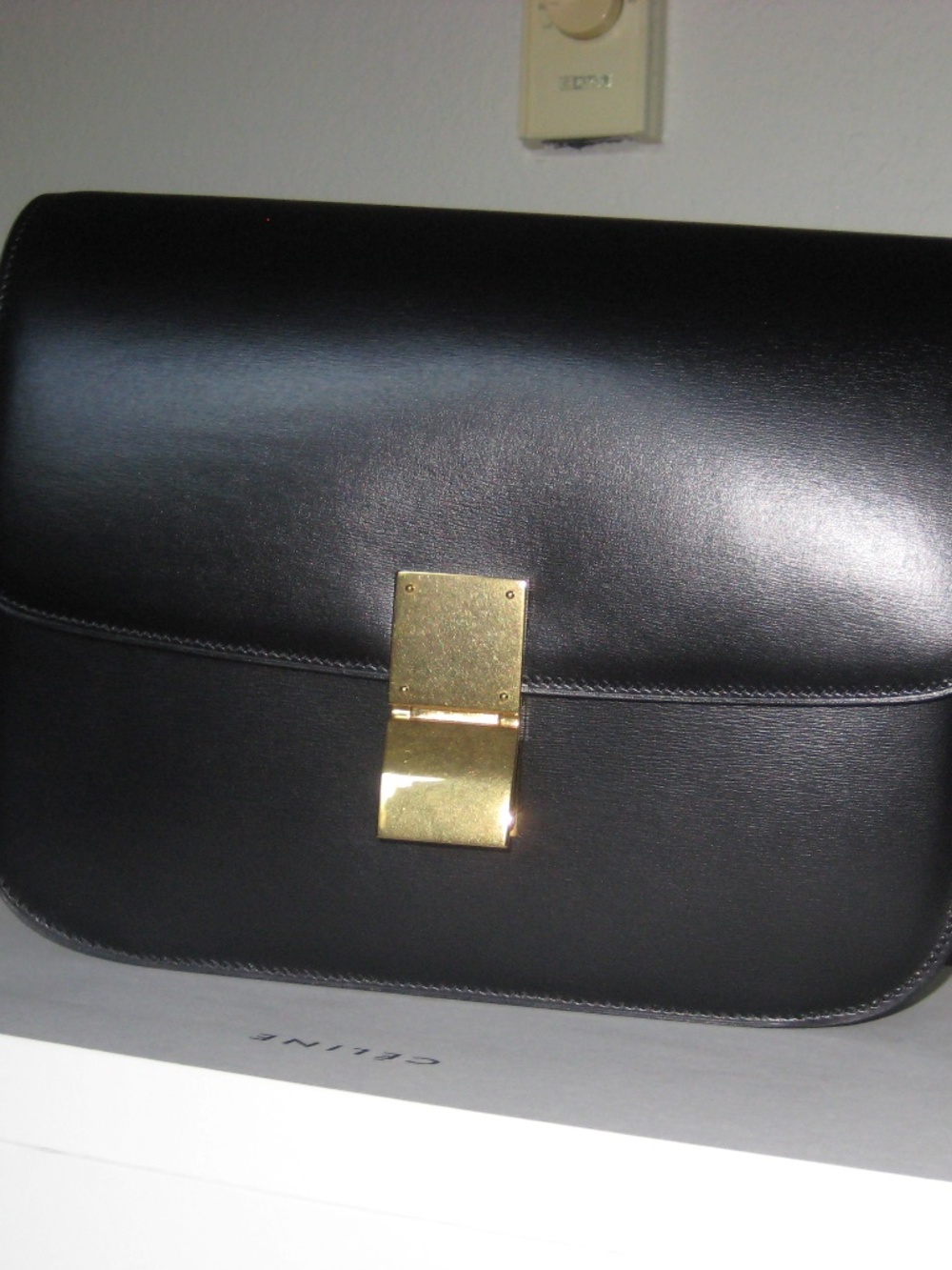 NIB! Celine Medium Smooth Black Box Bag